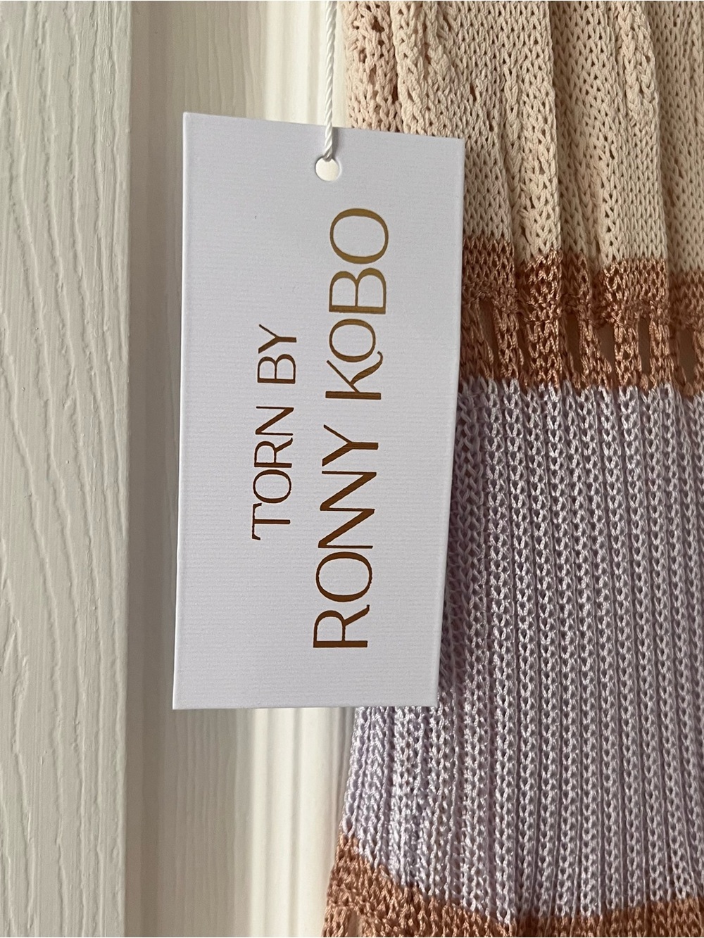Torn by Ronny Kobo Adriana Striped Crochet Knit Maxi Dress - Size S - NWT - Picture 6 of 7